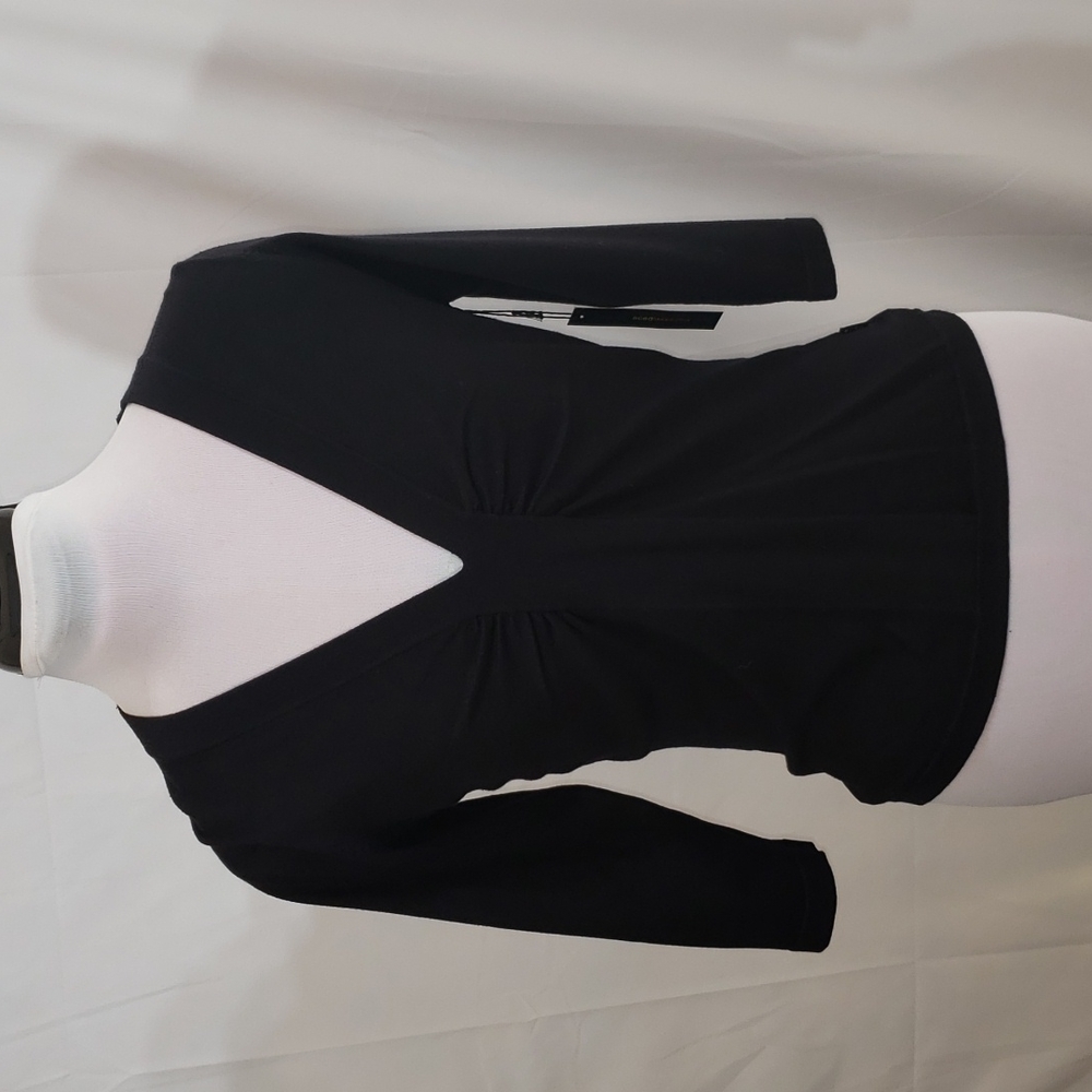 NWT BCBGMaxAzria Black Silk Blend 3/4 Sleeve Top Medium